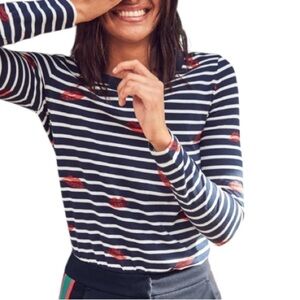 Boden Make a Statement Breton Lip Print Top